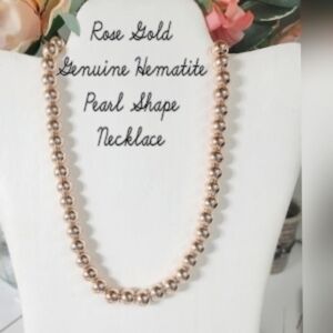 Sale Genuine Hematite Beaded Necklace 18" 650.00 ctw 4.4lbs Rose Gold